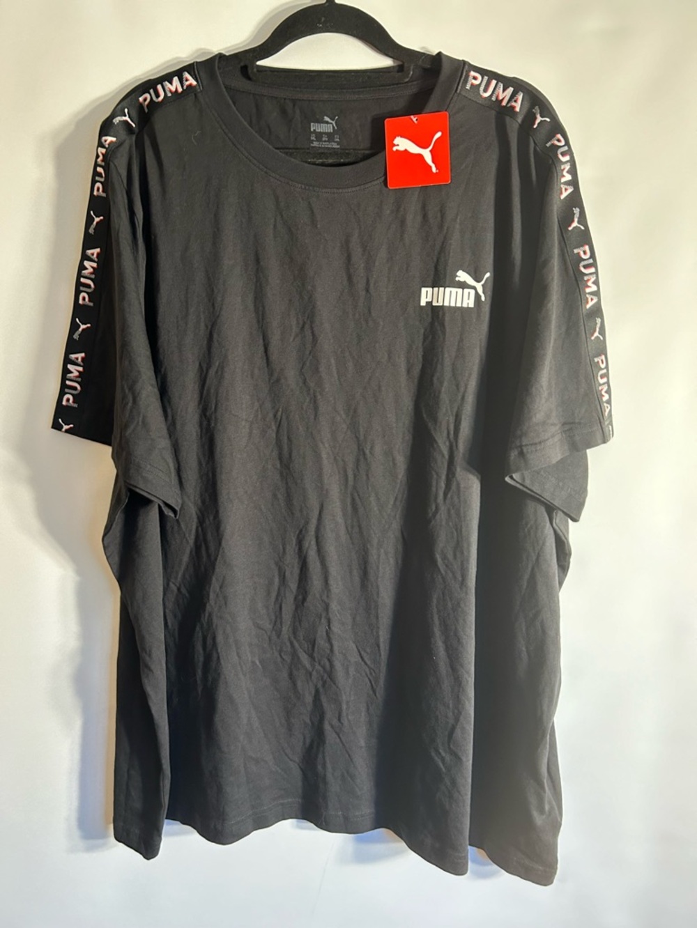PUMA SHADOW TAPE SS TEE BLACK/WHITE/RED COLORS COTTON BLEND MENS SIZE 3XL NWTS